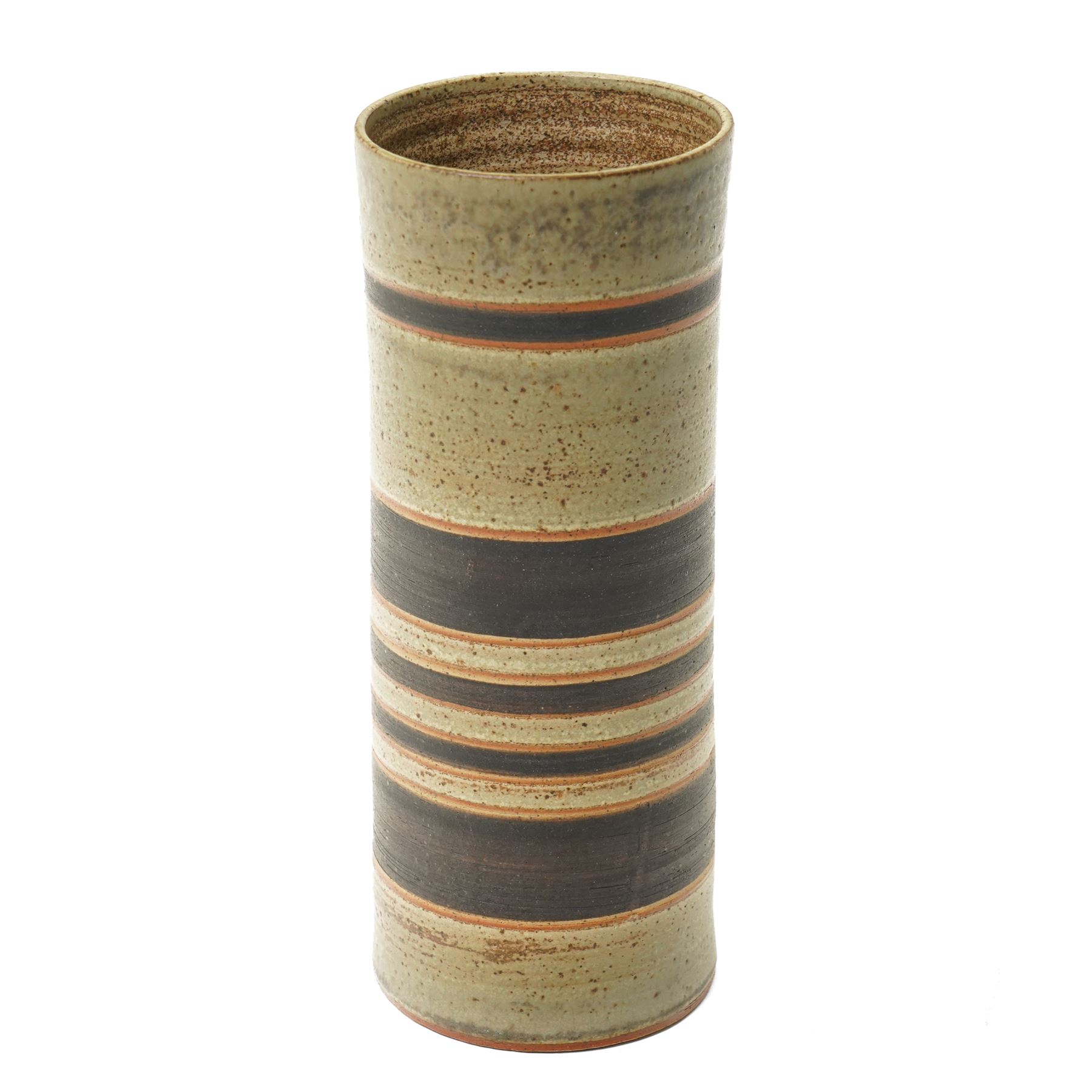 Sarah Butler and Martin Clark: Three works, comprising two bowls and a sleeve vase, each with incised potters mark to bases, and one with Heals mark, sleeve vase H24cm (3)