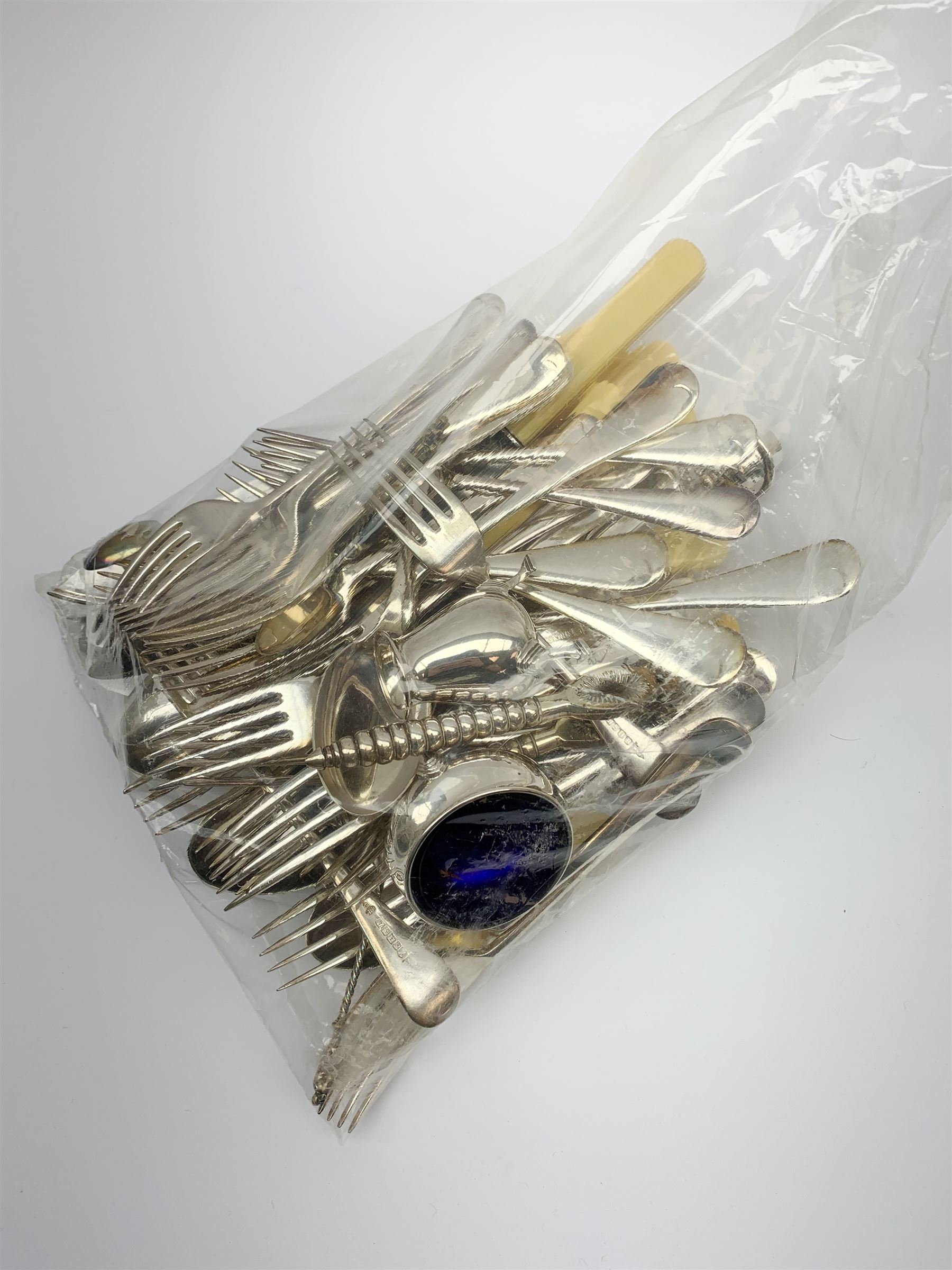 Royal Doulton Minden pattern dinner and tea wares, number D5334, together with a selection of silver plated flatware, most marked for Walker & Hall. 