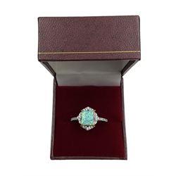 Silver opal and cubic zirconia ring, stamped 925 