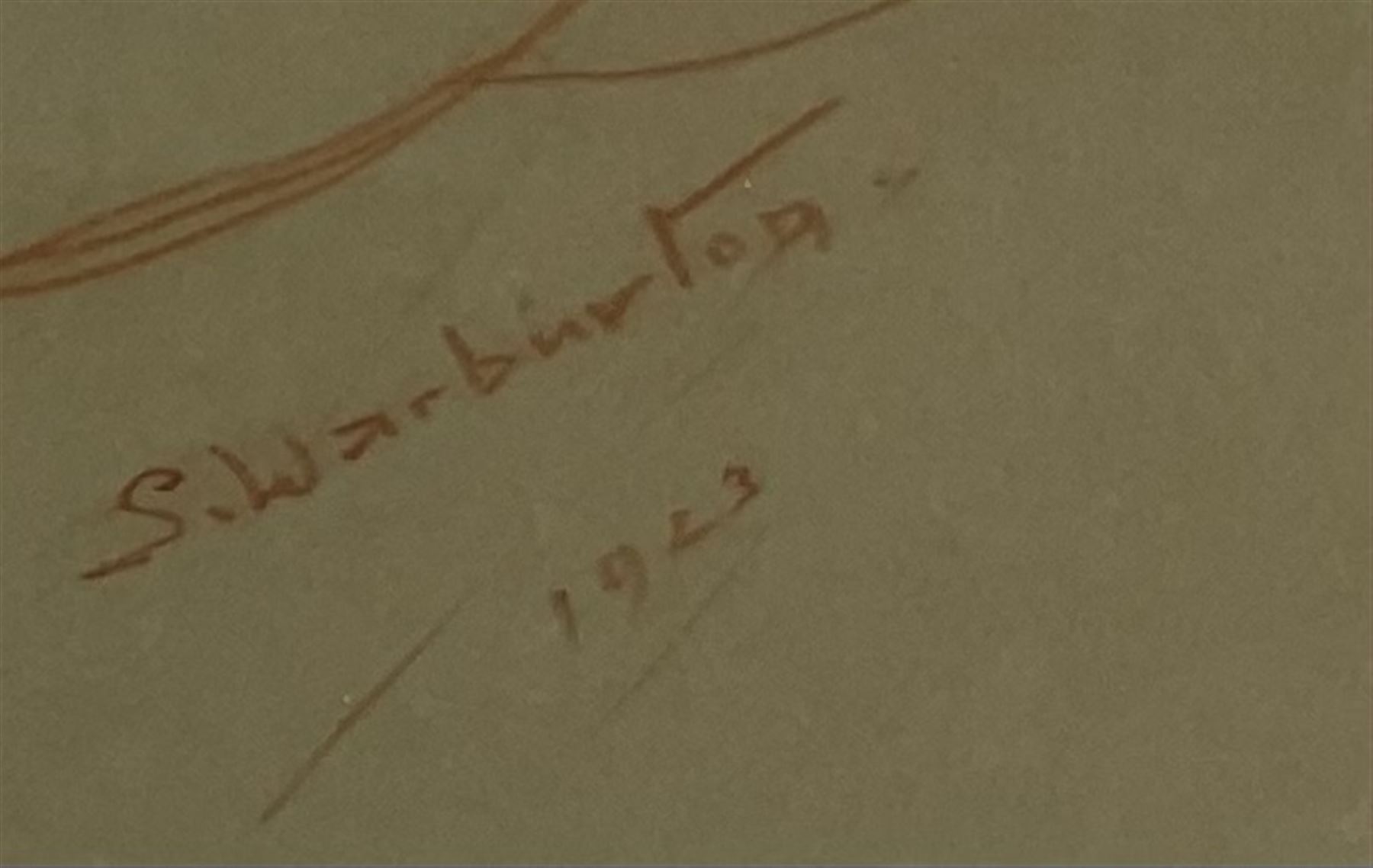 Sam Warburton (British 1874-1938): Portrait of a Seated Lady, red pastel signed and dated 1923, 70cm x 51cm