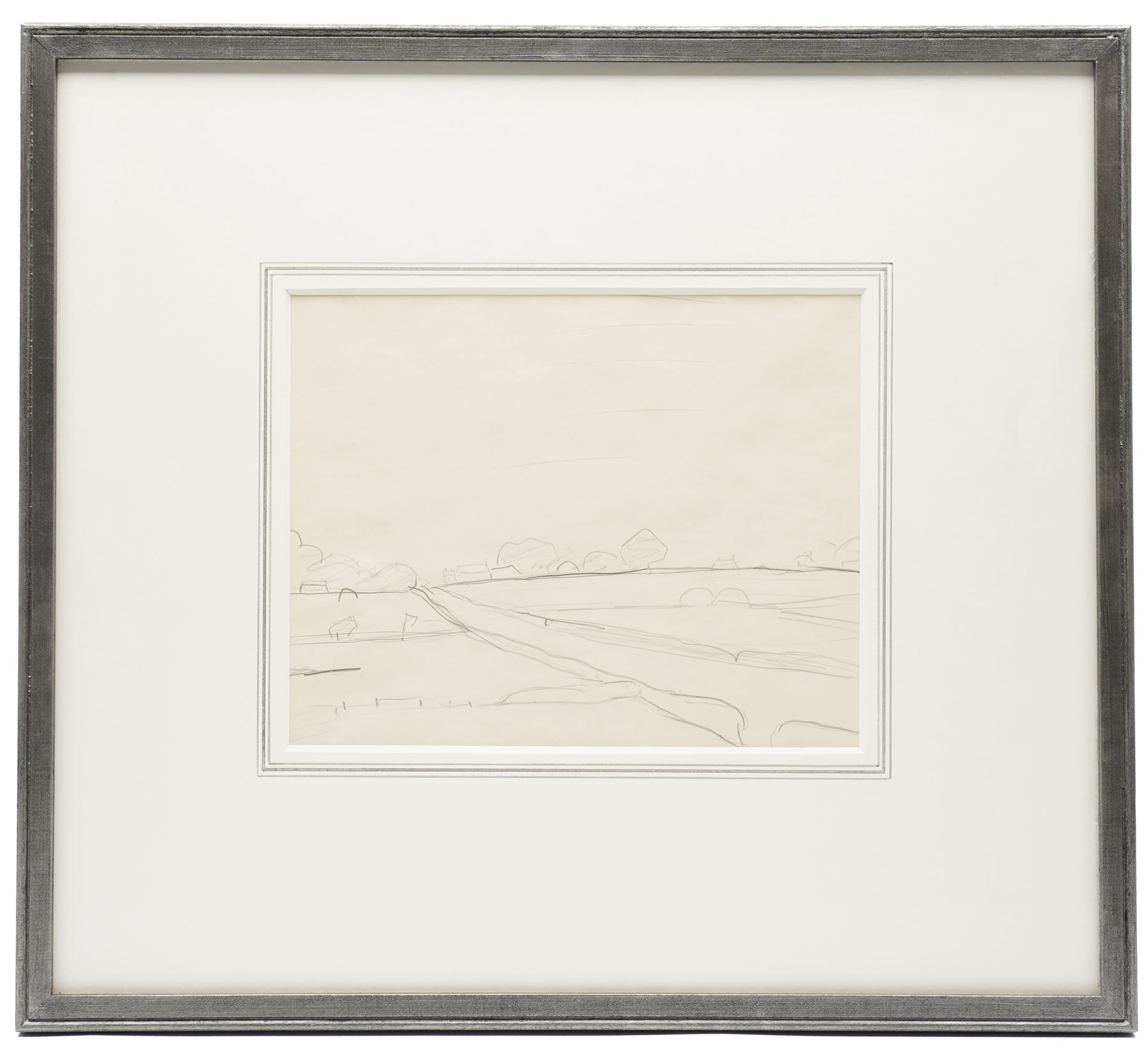 Laurence Stephen Lowry RBA RA (Northern British 1887-1976): 'A Country Road' pencil sketch signed with initials and dated 'L S L/3rd April 1961' verso 19cm x 24cm
Provenance: Professor H. B. Maitland; by descent to Mrs. M. Dickie; sold at Sotheby’s, London (16 March 1977, lot 108); later sold at Bonhams, London (18 November 2005, lot 26); sold at Bonhams, London (Modern British and Irish Art, 20 November 2019); acquired at the latter sale by the present owner.
