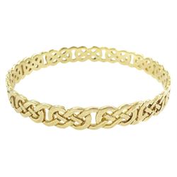9ct gold pierced Celtic design bangle, Edinburgh hallmark