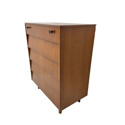 Avalon Yatton - mid-20th century teak chest, fitted with five drawers, on square tapering supports