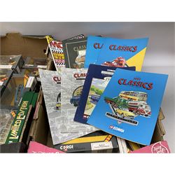 Corgi Classics commercial vehicles to include Bedford O series Van, Bedford type OB Coach, etc, boxed, other boxed Corgi models and boxed Atlas Editions Great British Buses, in three boxes