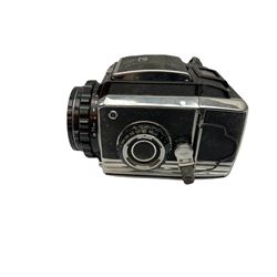 Zenza Bronica S2A medium format camera body, with Nikkor-P '1:2.8 f-75mm' lens, Zenza Bronica Zenzanon MC '1:3.5 f-150mm lens, Zenza Bronica Tele-Converter-E 2x, and two additional film cases. in a Billingham camera bag