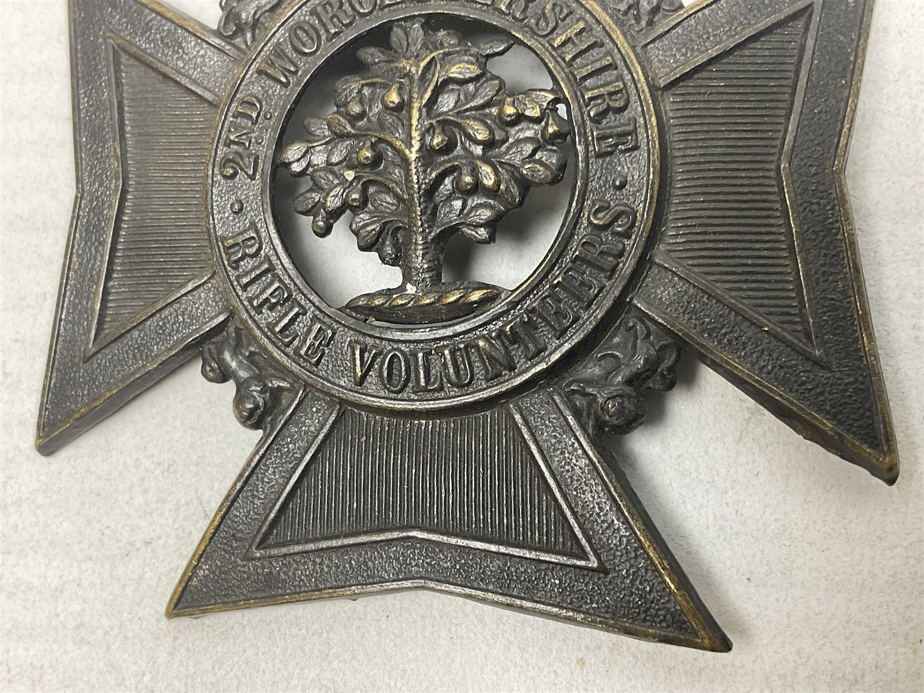 British helmet plate for 2nd Worcestershire Rifle Volunteers