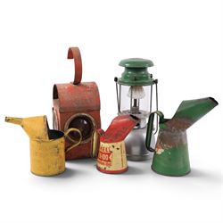 Clarington Highways lamp, together with a bialaddin lamp and three oil jugs