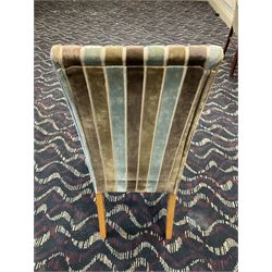 Nine high back dining chairs, cream and lime seats- LOT SUBJECT TO VAT ON THE HAMMER PRICE - To be collected by appointment from The Ambassador Hotel, 36-38 Esplanade, Scarborough YO11 2AY. ALL GOODS MUST BE REMOVED BY WEDNESDAY 15TH JUNE.