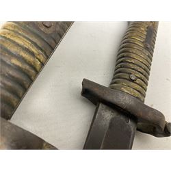 Five 19th century bayonets in relic condition without scabbards comprising British Pattern 1876 socket bayonet with Indian markings; French Model 1874 epee bayonet; and three French Model 1866 sabre bayonets (5)