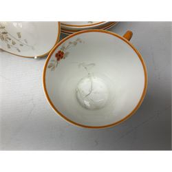 Shelley part tea service decorated in daisy and poppy pattern, comprising six cups and saucers, milk jug, open sucrier, six dessert plates and cake plate (21)