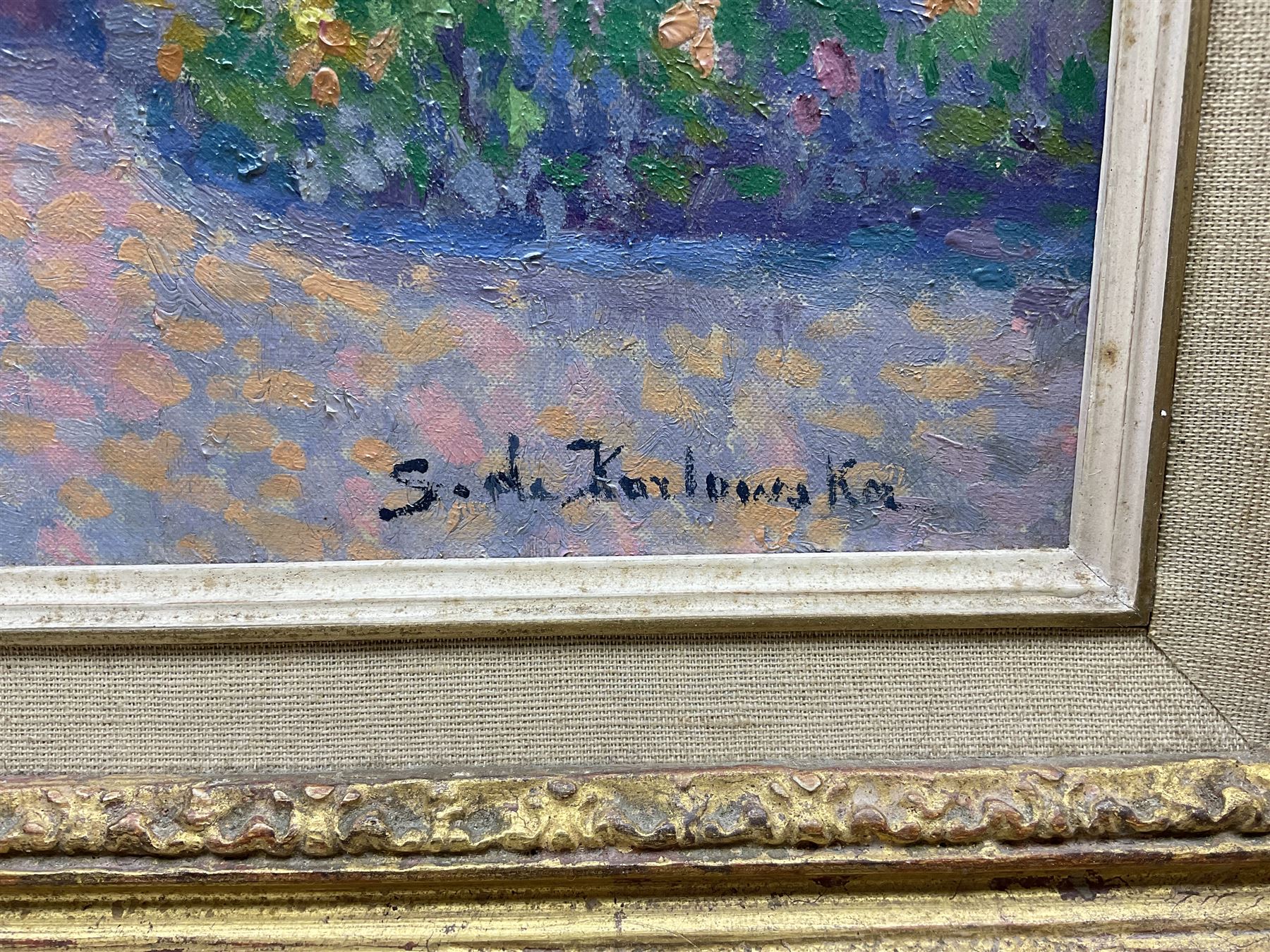 Stanisława de Karłowska (Polish 1876-1952): 'The Garden Gate', oil on canvas signed, titled on gallery label verso 35cm x 30cm 
Provenance: exh. Cork Street Gallery, London 1973, label verso