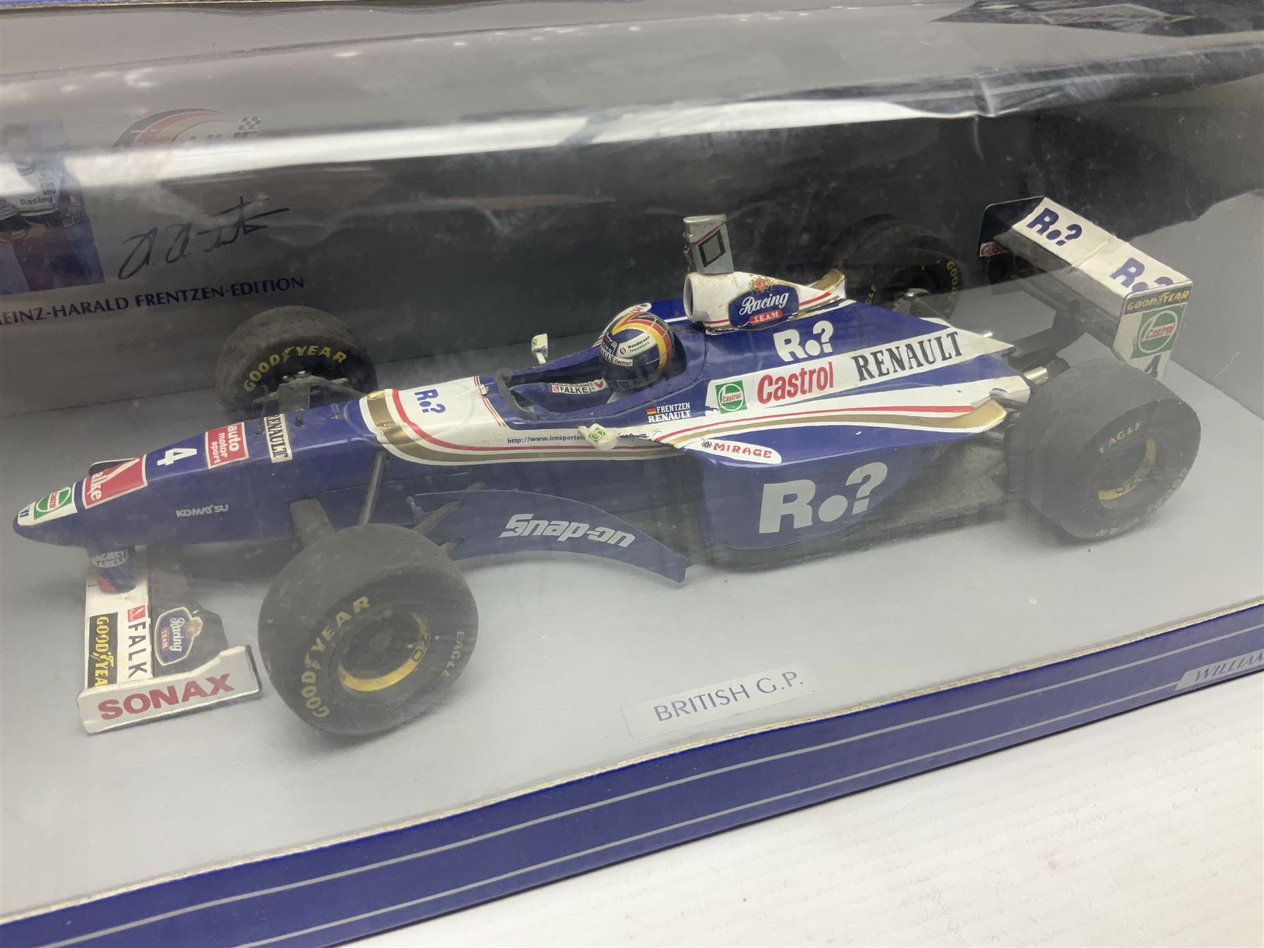Three Paul's Model Art 1:18 scale die-cast racing cars - Grand Prix Williams Renault FW16 D. Hill; Heinz-Harald Frentzen Edition Sauber Ford C15; and Grand Prix '93 Williams Renault FW15 Damon Hill; together with Heinz-Harald Frentzen Edition Williams Renault 1997; all boxed (4)