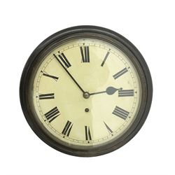 English - early 20th century 8-day wall clock with a stained mahogany wooden dial bezel and a 12
