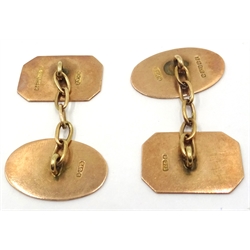  Pair of 9ct rose gold cuff-links, hallmarked, approx 4.3gm  