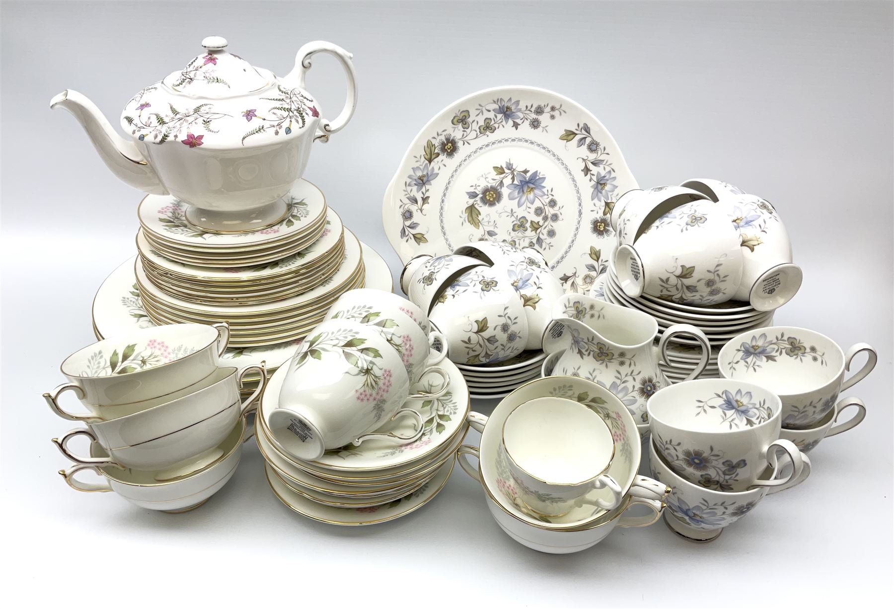 Teawares, comprising Ridgway Melisande pattern part service, Paragon par service, and Paragon teapot. 