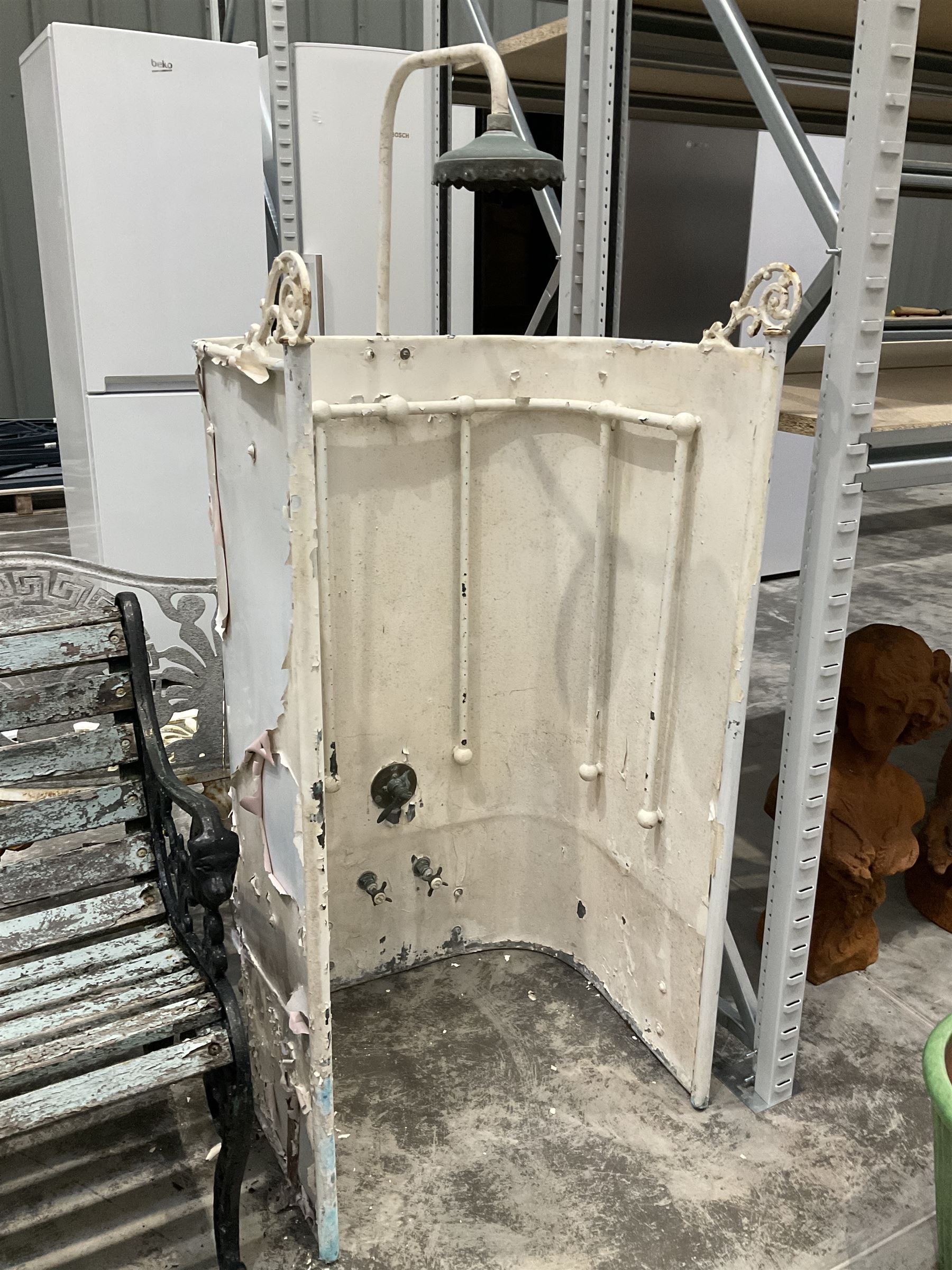 Edwardian lead and metal bath shower canopy painted in white - THIS LOT IS TO BE COLLECTED BY APPOINTMENT FROM DUGGLEBY STORAGE, GREAT HILL, EASTFIELD, SCARBOROUGH, YO11 3TX