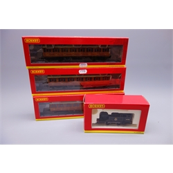  Hornby '00' gauge - BR 0-4-0 Tank locomotive No.43209 (Collector's Club 2009 loco) and three LNER Gresley Suburban teak effect passenger coaches, all boxed (4)  