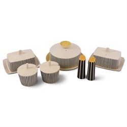 John Clappison for Hornsea pottery, Sunshine cheese dome, together with two Summit butter ...