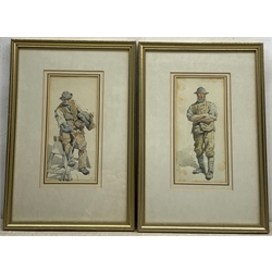 William Henry Pike (British 1846-1908): Portraits of a Countryman, pair watercolours signed 21cm x 10cm (2)