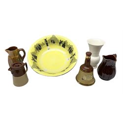 Grimwades Byzanta ware bowl in the Watteau pattern, D41.5cm, together with Sylvac vase, Bell's Whisky decanter, Denby stoneware teapot etc