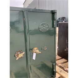 Large Victorian double cast iron safe by Withers of West Bromwich, NO KEYS present, two doors enclosing shelves - THIS LOT IS TO BE COLLECTED BY APPOINTMENT FROM DUGGLEBY STORAGE, GREAT HILL, EASTFIELD, SCARBOROUGH, YO11 3TX