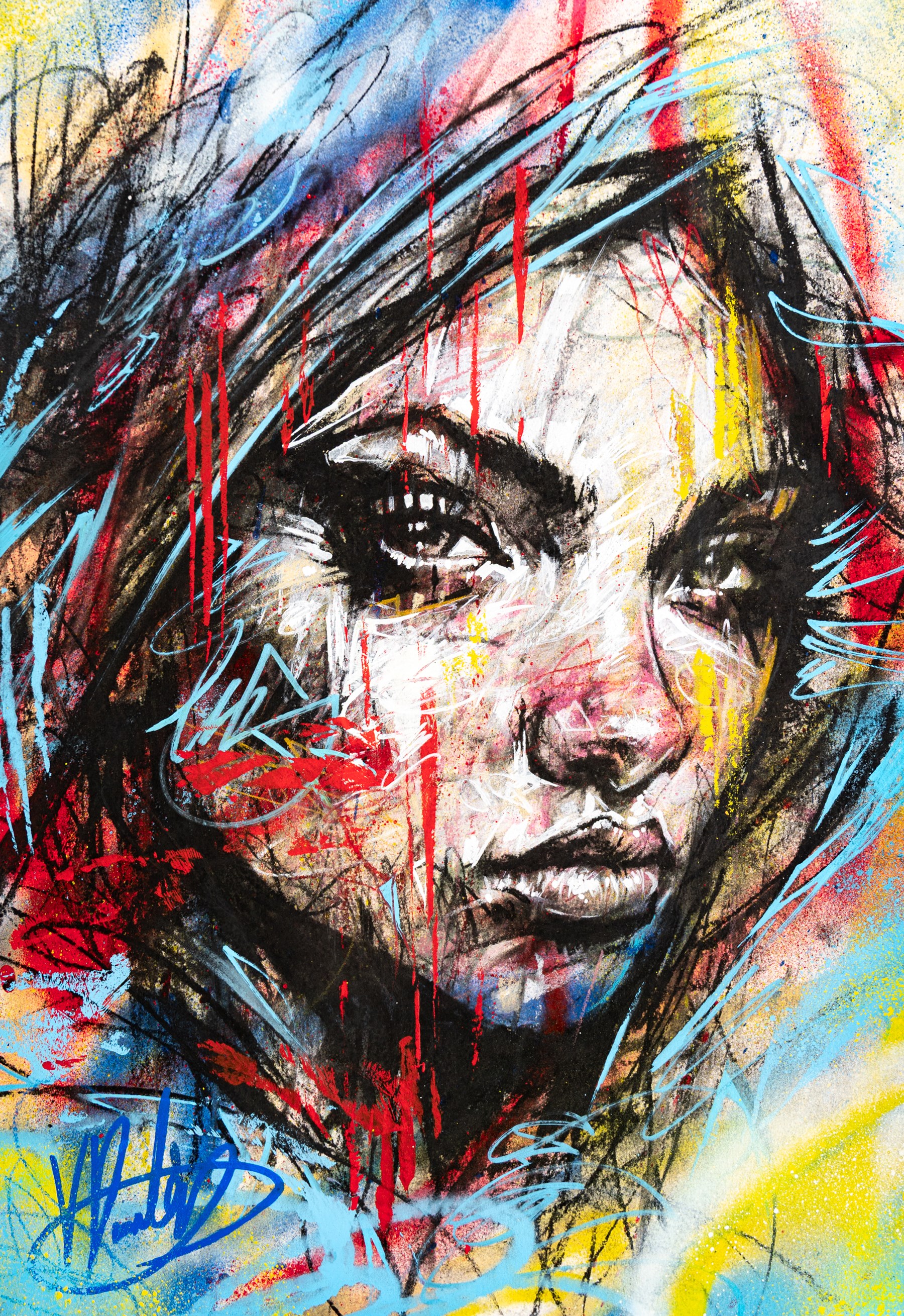 Vin Dantes (French Contemporary): 'Chroma Radian', mixed media on paper signed, with COA 41.5cm x 29.5cm (unframed)
