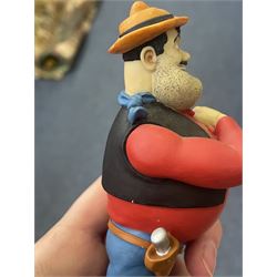 Eleven Robert Harrop figures from the Beano Dandy collection, comprising One Man & His Dawg BDS08, Picnic Desperate Dan BDS04, Fatty BD07, Desperate Dan BD03, Roger the Dodger BD20, Dennis the Menace BD01, Beryl the Peril BD05, Minnie the Minx BD04, Surfing BP03, two Spotty BD16, together with a Genuine Beano Ware lidded box (12)