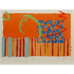 Lee Crew (British 1970-): 'Orange Sun', screenprint signed titled and numbered 91/150 in pencil 41cm x 64cm with full margins (unframed)