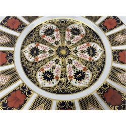 Royal Crown Derby Old Imari pattern miniature vase, coffee can and saucer, teacup and saucer and plate, all with printed mark beneath, vase H8cm 