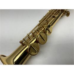 Trevor James The Horn Classic II brass straight soprano saxophone, serial no.T1255; in lightweight carrying case with accessories