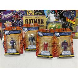 Twenty-four carded action figures of Batman (11) and other Super Heroes including Spiderman, DC Universe, Xyber 9 etc; all in unopened blister packs (24)