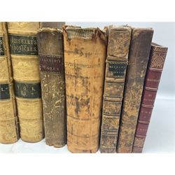 19th century and later leather bound books, to include Froissart, Sir John; Chronicles of England, France, Spain, Portugal, Scotland... two volumes London, 1812, Lyttleton, George: The History of England... two volumes London 1806, Clarke Adams; The Holy Bible, in six volumes, London 1836 and five other books 