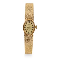 Rotary ladies 9ct gold manual wind wristwatch, gilt dial with baton and Roman numeral hour...