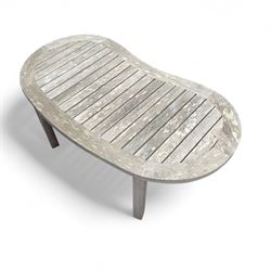 Solid teak kidney shaped garden table