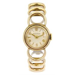 Jaeger-LeCoultre 9ct gold ladies manual wind bracelet wristwatch, No.  1184335, back case No. 1644, case hallmarked London 1955, in original box