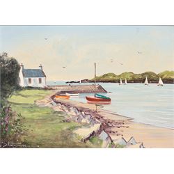 Jim Sturgeon (Scottish 1932-2005): 'Brighouse Bay', oil on canvas board signed, titled on label verso 24cm x 34cm 