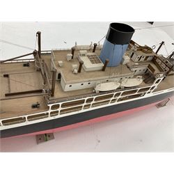 Scratch built model of the SS/HMS Hector armed merchant cruiser with full range of deck fittings L168cm with two copies of biographical information
