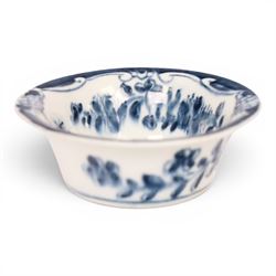 Lowestoft blue and white patty pan, circa 1765, the interior decorated with butterfly within floral border, with painters mark to inside of foot rim, H3cm D8cm