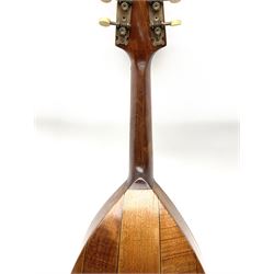 Melody-Uke four-string ukelele banjo, makers plaque to head stock L59cm; and Italian eight-string lute-back mandolin with mahogany stained segmented maple back and spruce top L59cm (2)