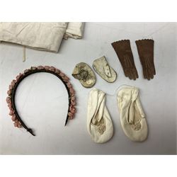 Late 18th century sampler worked with the alphabet above verses in red, by Mary Birkett aged 10 November 16th 1792, H33.5cm W34.5cm, together with another sampler worked with the alphabet above Proverbs 14:23, by Mary Anne Hainworth, Chesham, date unknown (--83), both in glazed frames, together with a quantity of Victorian and later dolls clothes to include lace examples