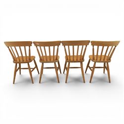20th century traditional pine dining table together with four chairs and two stools
