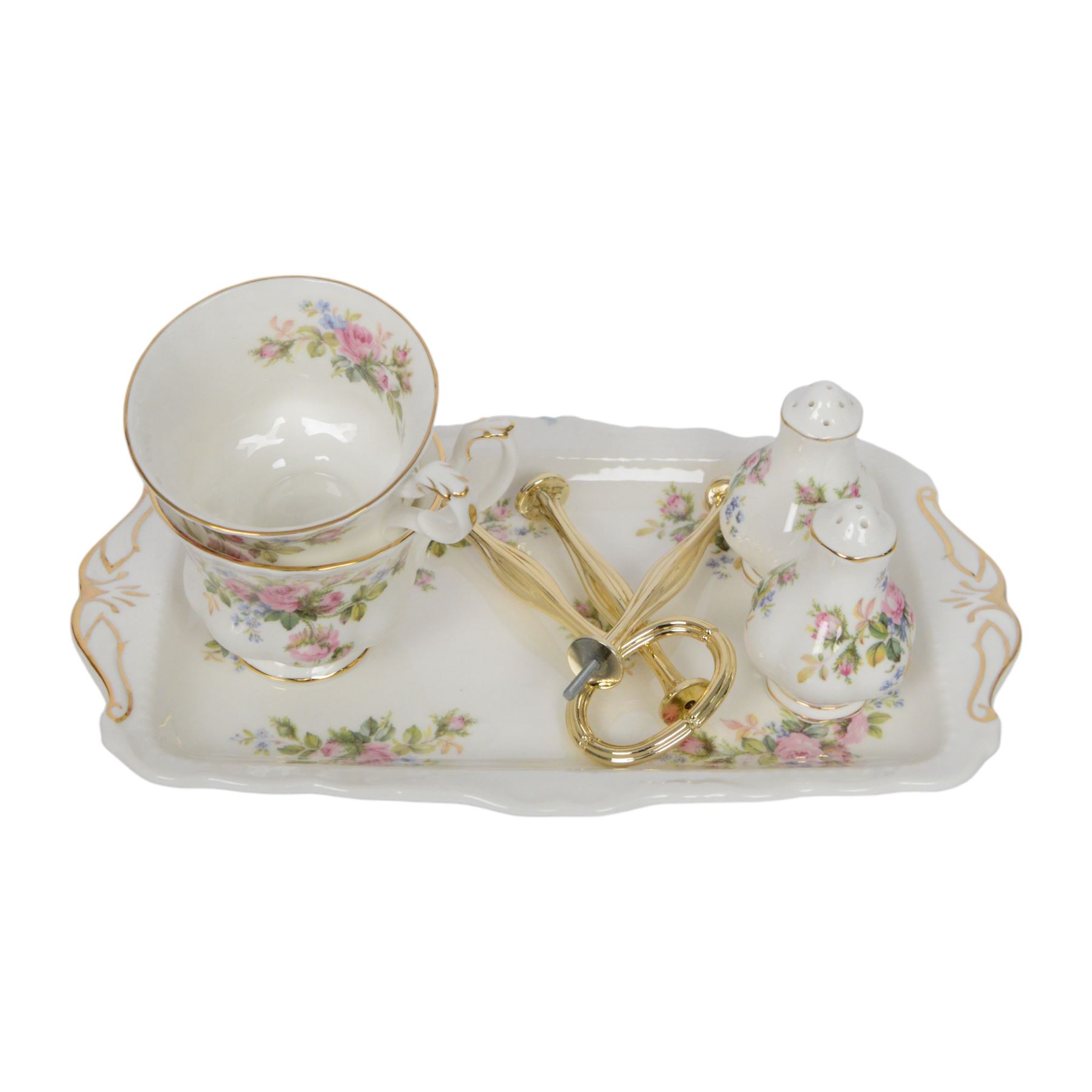 Royal Albert Moss Rose tea and dinner wares, including teapot, coffee pot, fourteen cups and saucers, milk jug, open sucrier etc  