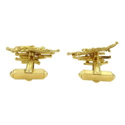 Andrew Grima pair of 18ct gold 'twig' design cufflinks, makers mark H J & Co, hallmarked London 1966, boxed with receipt dated 1967