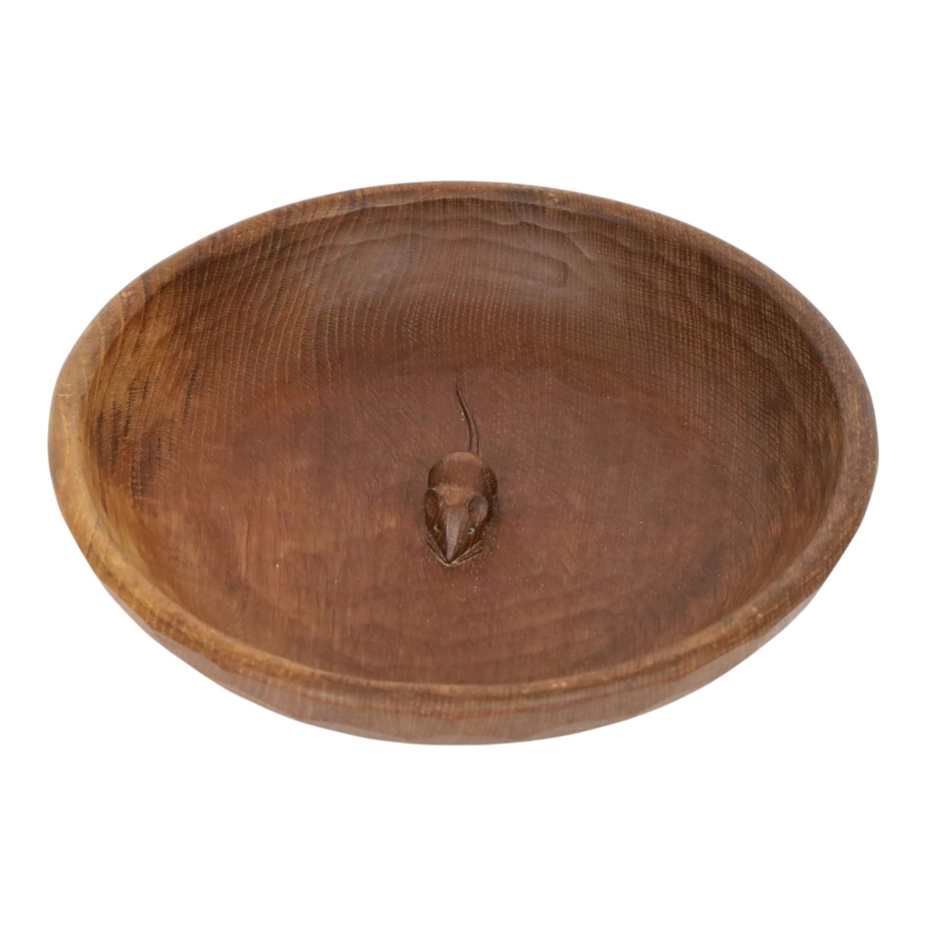 Mouseman - tooled oak fruit bowl,  carved with mouse signature, by the workshop of Robert Thompson, Kilburn, D30cm