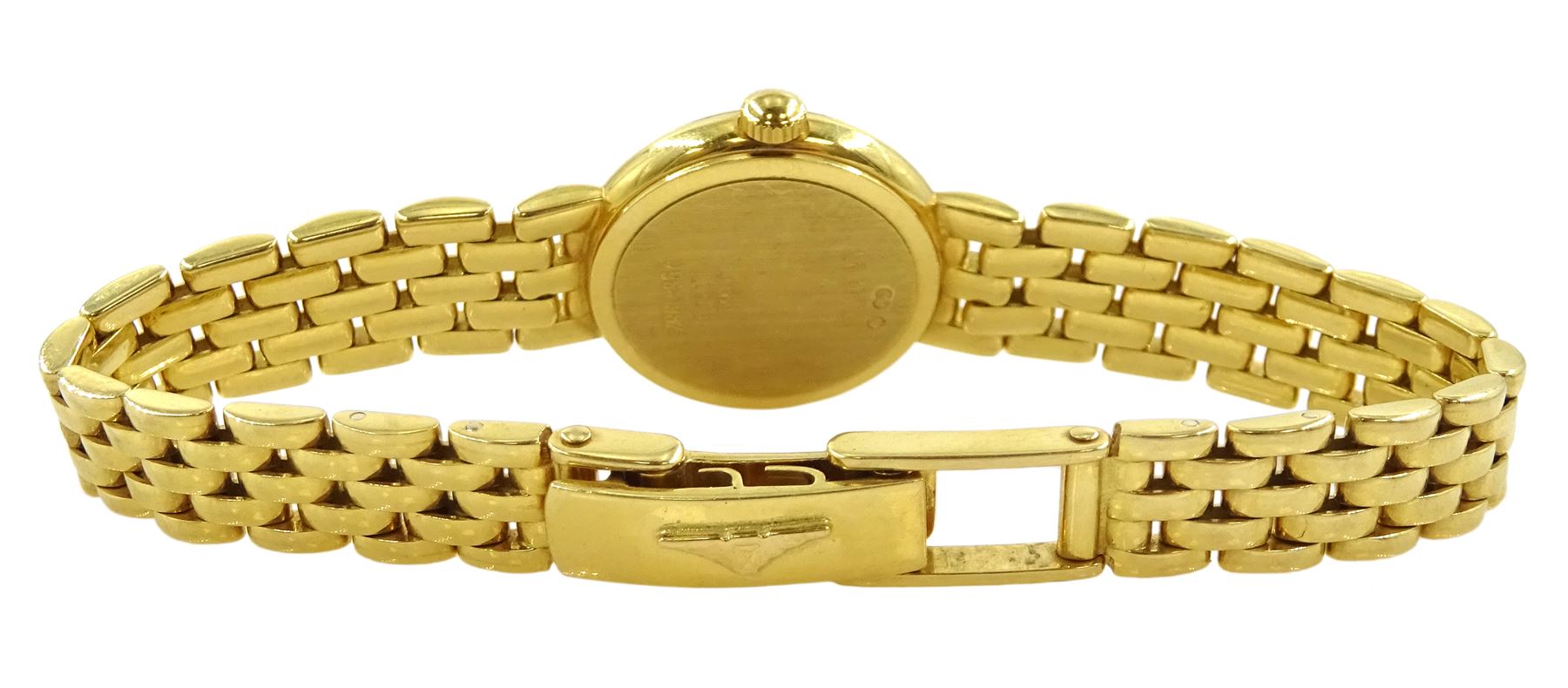 Longines Prestige 18ct gold ladies quartz wristwatch, L6.107.6, on integrated 18ct gold brick link bracelet, hallmarked