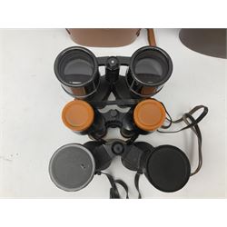 Ten cased pairs of binoculars, to include Ross London Steplux 7x50, Ross Solaross 16x60, Crescent zoom 7x- 12x50, Hilkinson 20x60,  Ross Stepnada 7x30,  Philo 10x50 etc