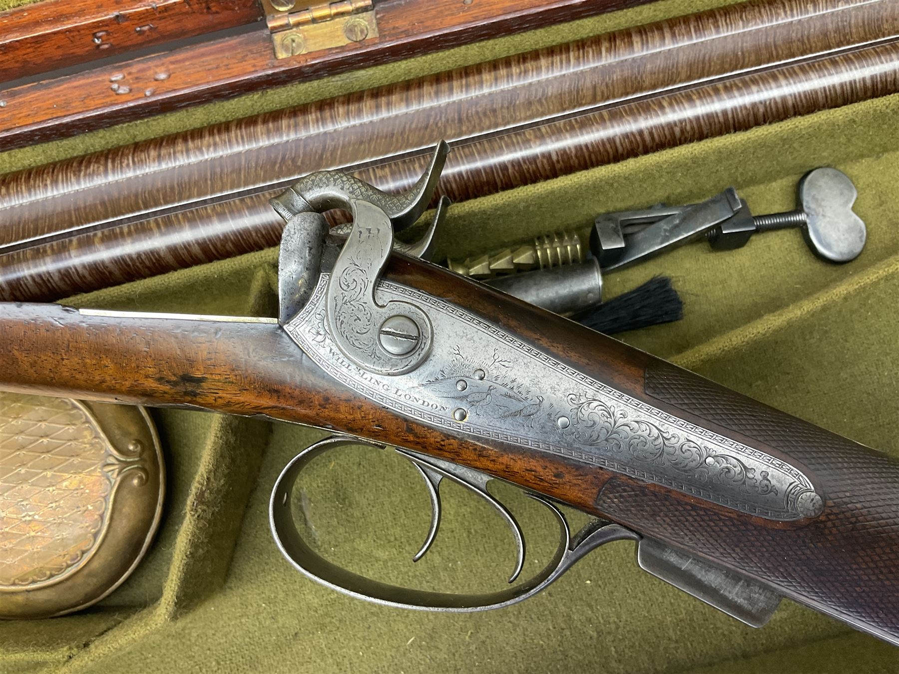 William Ling of London 15-bore double barrel side-by-side percussion shotgun, No.168, the 74cm (29