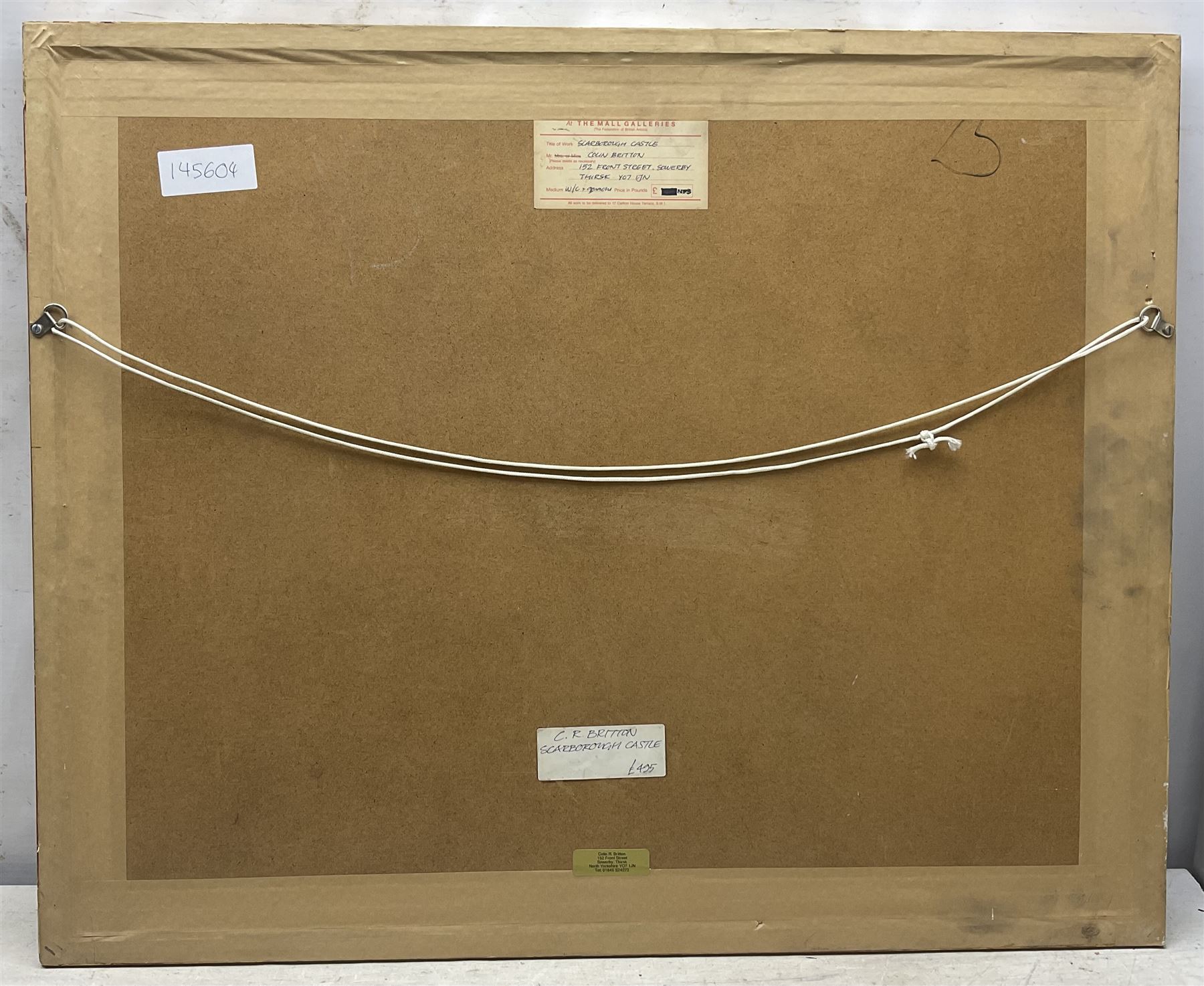 Colin R Britton (British 1947-): 'Scarborough Castle', watercolour signed, titled on Mall Galleries label verso 34cm x 50cm