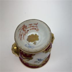 Limoges hand painted vase of baluster form with fluted rim, decorated with birds amongst flowering foliage, together with Camille Le Tallect twin handle vase and two others 