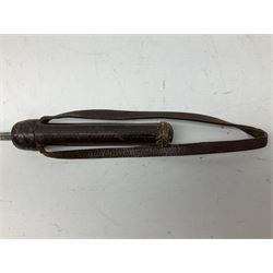 Early 20th century officer's swagger type leather covered sword stick, the 33cm etched single fullered blade marked Wilkinson Pall Mall, with carrying strap L60.5cm